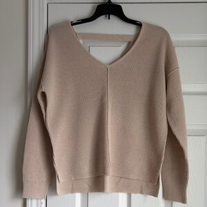 Pink Rose Cream V-Neck Sweater